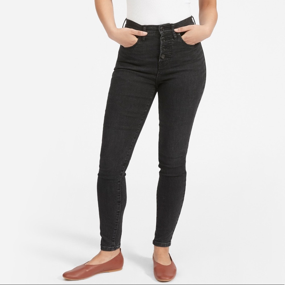 Everlane High Rise Button Front Jeans